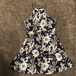Eclipse Navy & White Floral Halter Dress